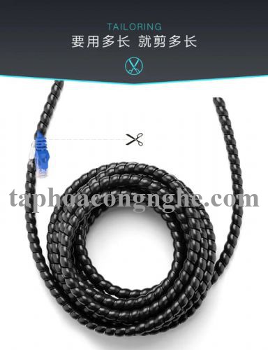 Ugreen 30821 5M Size 10mm màu Đen Dây ống xoắn PE bảo vệ cáp cao cấp LP122 30030821